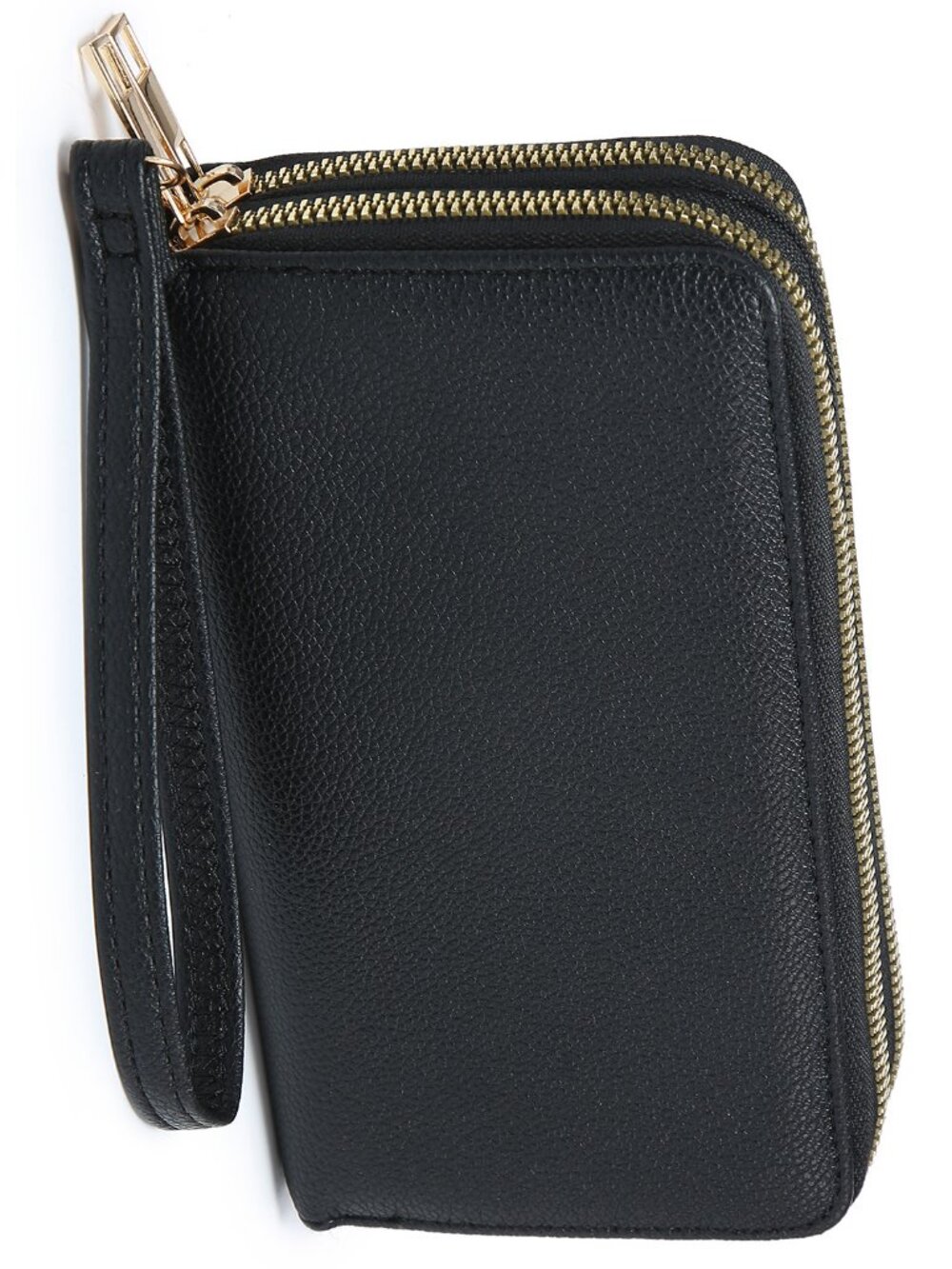 Fashion Double Zip Wallet Wristlet - Black